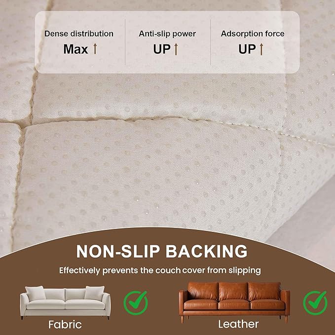 OTOB Couch Cover for Dogs Washable, Non Slip Plush Fuzzy Sofa Covers for 3 Cushion Couch Kids Pet Friendly, All Seasons Soft Cozy Furniture Protector Sofa Slipcovers (Cream, 31.5" x 82.7")