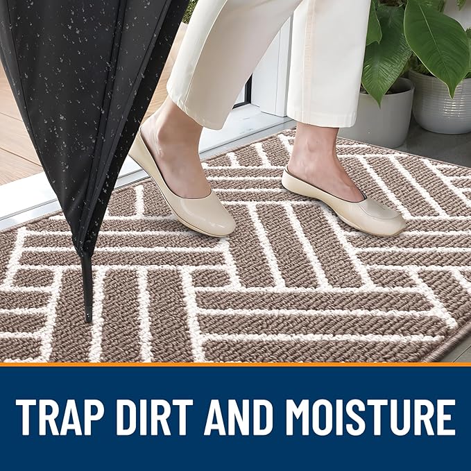 OLANLY Runner Indoor Door Mat, 59x23 Inch, Dirt Resistant and Absorbent, Non-Slip Rubber Backing Floor Mats, Easy Clean Low-Profile Doormat for Entryway, Front Door, and Inside Entrance, Brown