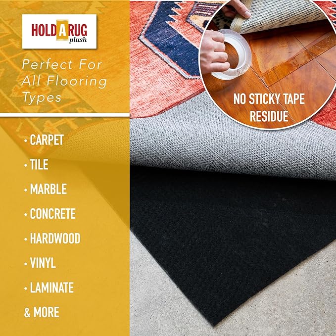 Hold-a-Rug Plush 10' Round Nonskid, Nonslip Rug Pad, Reversible Gripper, ¼ Thick, Safe for All Floors and Carpet, Keep Area Rugs Secure