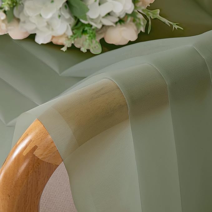 Chyhomenyc Sage Green Sheer Curtains 84 inches Long 2 Panels, Light Filtering Soft Window Treatment Voile Drapes for Living Room Bedroom, Each 42Wx84L,2 PCS