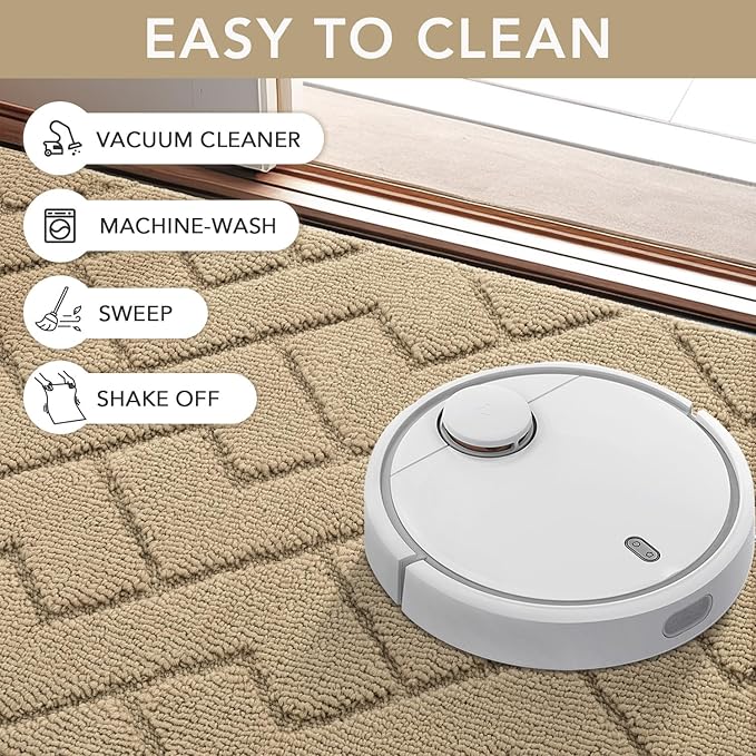 hicorfe Front Door Mat Outside Entrance,32"x40" Absorbent Muddy Dirt Resist Welcome Door Mats Outdoor Indoor,Stain and Fade Resistant,Non Slip Backing Entry Mat Doormat for Entryway(Beige)