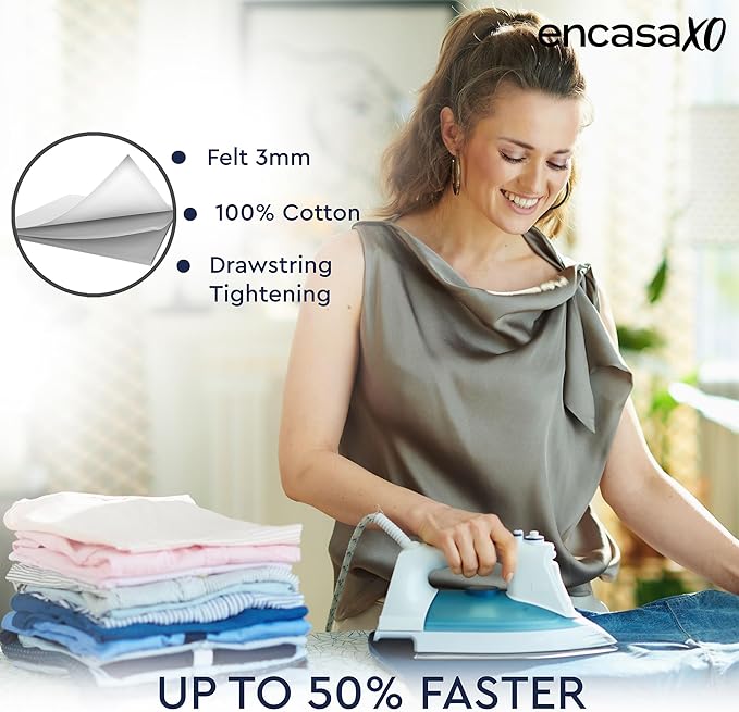 Encasa Ironing Board Covers (44 x 13.5 inch) Drawstring Tightening with Thick 3 mm Felt Padding, Easy Fit, Scorch Resistant, Printed - Grey Tiles as Unit in hand is for 44*13.5