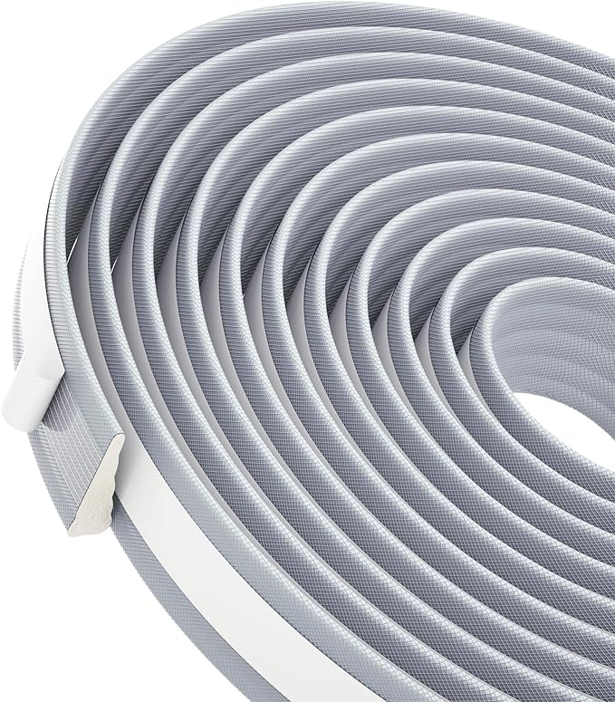 QDiShi 196" Wedge-Shape Weather Stripping Door Seal Weatherproof Foam Seals Self Adhesive Insulation Anti-Collision Strip Soundproofing Frame Insulation Tape Fits 0.13-0.31" Gaps(Grey)