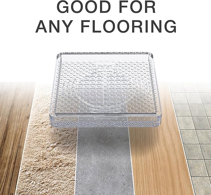 X-Protector Furniture Cups - 4 PCS 3" - Non Slip Furniture Pads for Hardwood Floors - Transparent Floor Protectors - Bed Stoppers to Prevent Sliding - Keep Furniture from Sliding on Floor! (Square)