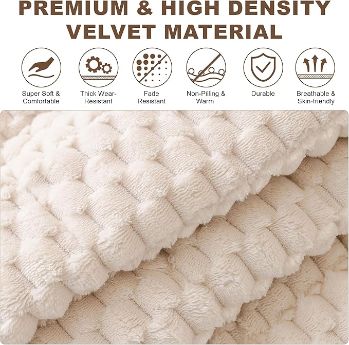 OTOB All Seasons Sofa Covers for 3 Cushion Couch Washable, Fuzzy Non Slip Kids & Pet Friendly Couch Cover Furniture Protector, Soft Plush Sofa Slipcovers Dog Bed Mats (Cream, 31.5" x 70.9'')