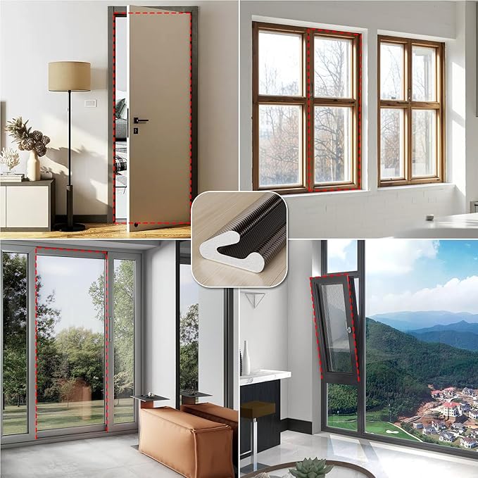 V-Shaped Weather Stripping Door Seal, 19.7FT Draft Stopper for Doors/Windows, Gaps, Dustproof, Soundproof & Thermal Insulating, Noise-Reducing, Light-Blocking Door Gap Filler