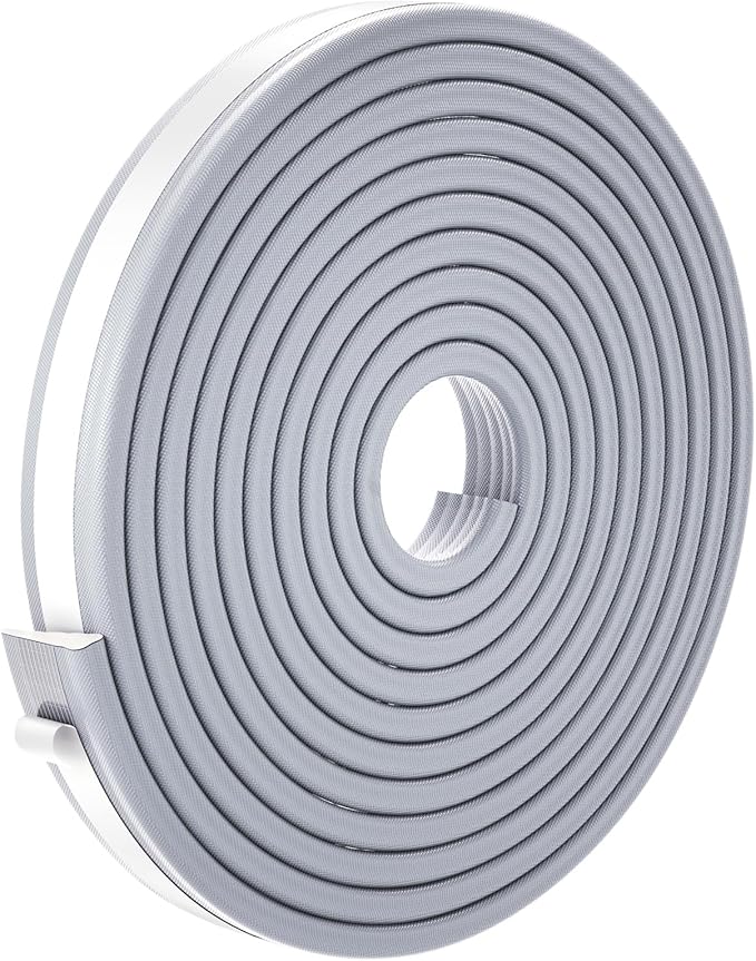 QDiShi 196" Wedge-Shape Weather Stripping Door Seal Weatherproof Foam Seals Self Adhesive Insulation Anti-Collision Strip Soundproofing Frame Insulation Tape Fits 0.13-0.31" Gaps(Grey)