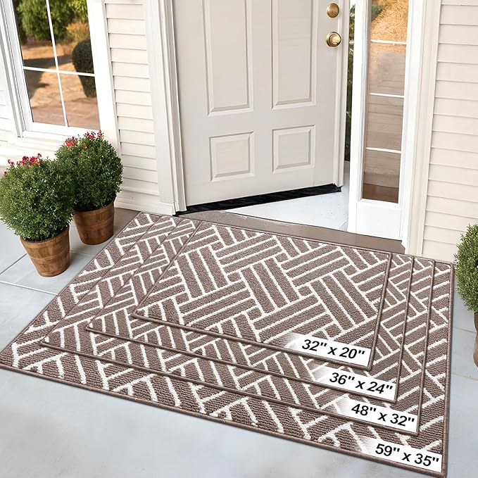 OLANLY Runner Indoor Door Mat, 47x23 Inch, Dirt Resistant and Absorbent, Non-Slip Rubber Backing Floor Mats, Easy Clean Low-Profile Doormat for Entryway, Front Door, and Inside Entrance, Brown