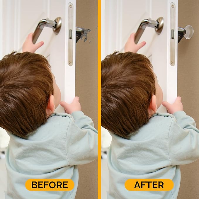 Ducki Door Stop Wall Protector | Self Adhesive Door Knob Wall Protectors from Door Knobs | Rubber Door Stoppers for Wall Damage & Noise | Durable, Shock Absorbent & Discreet | 2 Pack Clear Door Stops