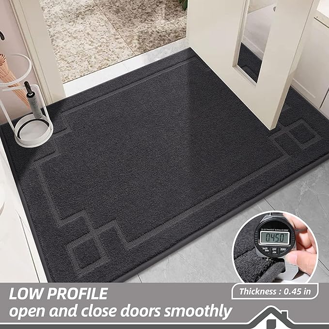 BEQHAUSE Door Mat 36" x 60", Non-Slip Door Mats Indoor Entryway Rugs Washable Low-Profile Absorbent and Stain Resist Floor Mats, Dog Door Mat for Front Back Door, Muddy Wet Shoes & Paws, Dark Grey