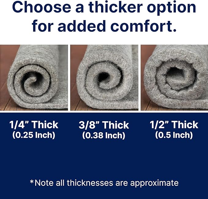RUGPADUSA - Eco-Plush - 9'10" x 13'10" - 3/8" Thick - 100% Felt - Extra Cushioned Rug Pad - Available in 3 Thicknesses, Many Custom Sizes