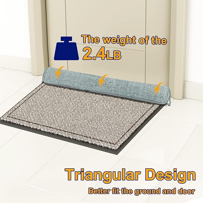 NABOWAN 38" Weighted Under Door Draft Stopper -Triangular Door Draft Blocker with Hook Loops for Easy Install, Save Energy, Home Room Essentials
