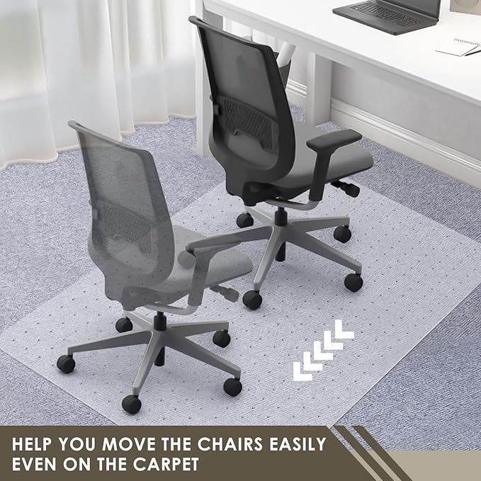 Azadx Heavy Duty Office Chair Mat for Carpet 36" x 55" Hard Material Chair Mat for Carpeted Floor Non-Slip Carpet Protector for Office Easy Glide Desk Floor Mat for Office Chair on Carpets 2 Pack