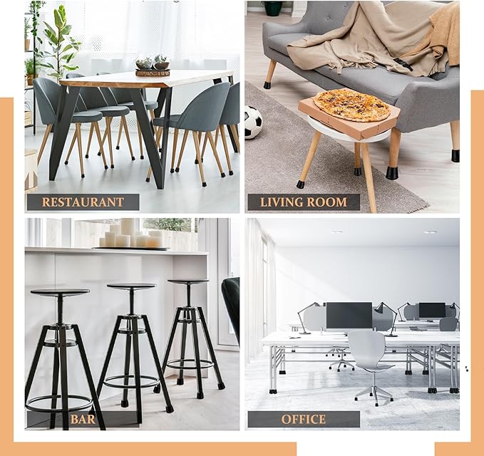 7/8" Round Rubber Chair Leg Tips Caps, Chair Leg Floor Protectors, Non-Slip Chairs Legs Caps, Stool Feet Protectors Cap, Folding Metal Chairs Legs Tip Replacement (Black, 24 Pack)