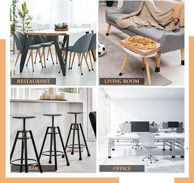 1-1/4” Round Rubber Chair Leg Tips Caps, Chair Leg Floor Protectors Furniture Legs Caps Non Slip Reduce Noise for Hardwood Floors (Black, 8 Pack)