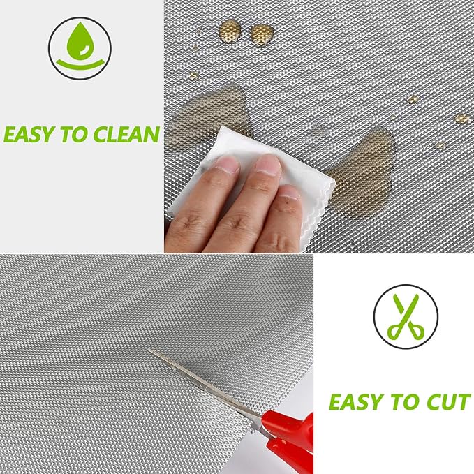 Kitchen Shelf Liner Drawer Liners, Non-Adhesive Refrigerator Liners Waterproof Fridge Mats with Strong Durable Kitchen Cabinets Mat for Drawers, Shelves, Pantry