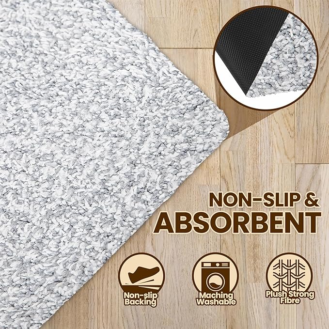 Premium Microfiber Indoor Door Mat – 36"x60" Washable Entry Mat, Non-Slip, Waterproof Backing, Super Absorbent, Low Profile Entryway Doormat for Indoor Entrance