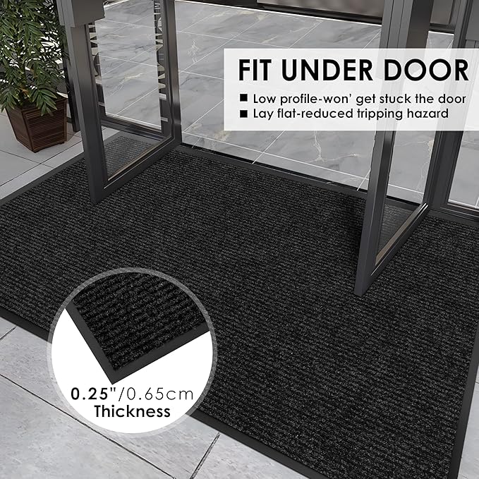 4′ x 22′ Front Door Mat Indoor Outdoor Entrance, Commercial Floor Mat Heavy Duty Dirt Trapper Entryway Doormat, Custom Size Non Slip Rubber Backing Welcome mat, Door Mat for High Traffic Area