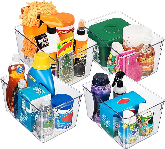 ClearSpace Plastic Storage Bins With lids, 4 Pack – Perfect Pantry Organization and Storage – Fridge Organizer, Pantry Storage Containers and Storage Bins, Cabinet Organizers