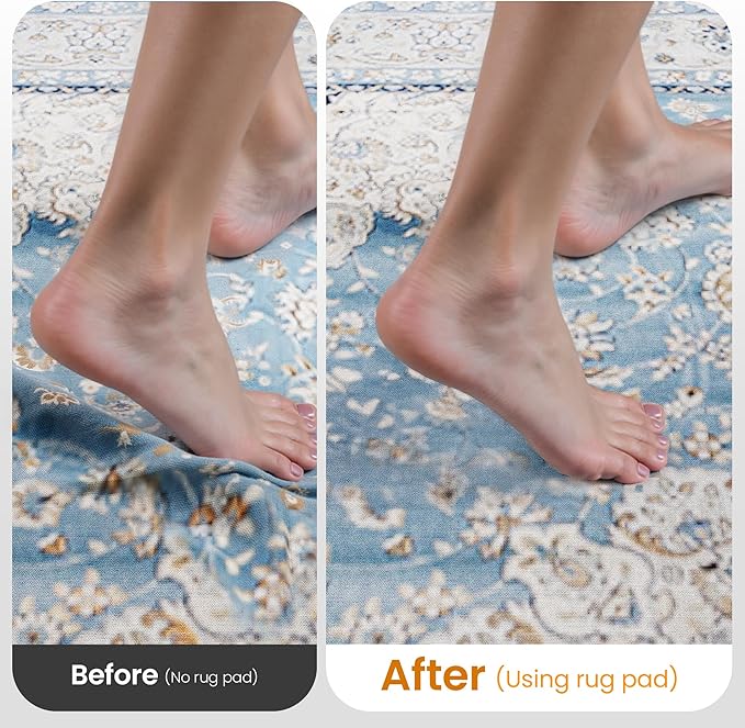 Non-Slip Rug Pad Gripper 5x7 Feet, Anti Skid Mat for Under Area Rugs, Keeps Rugs in Position and Safe, Thick Cushioned Carpet Pad for Hardwood Floors Protection