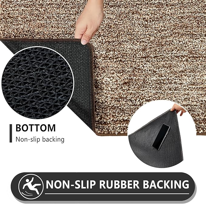 REFETONE Coffee/Brown Doormat, 24'x36', Indoor Non Slip Absorbent Rug for Entryway, Resist Dirt, Machine Washable, Low-Profile, Ideal for High-Traffic Areas, Housewarming Gift