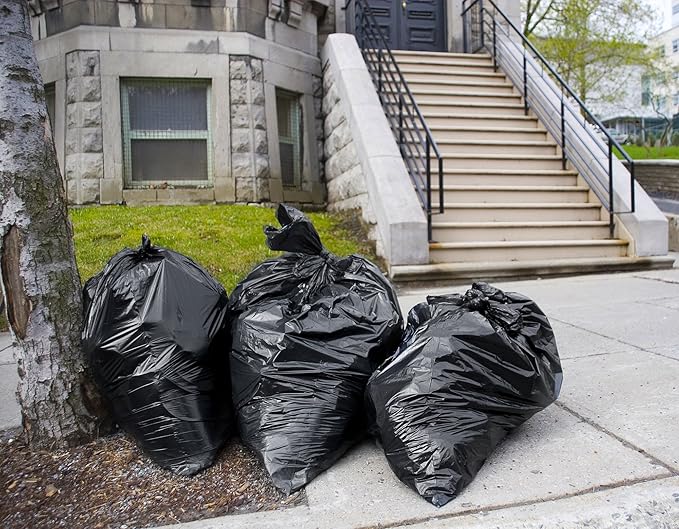 Tasker 65 Gallon Trash Bags for Toter, (Value-Pack 32 Count w/Ties) Extra Large 64 Gallon Heavy Duty, 60 Gal Trash Bags Outdoor Garbage Can Liner for Custodians