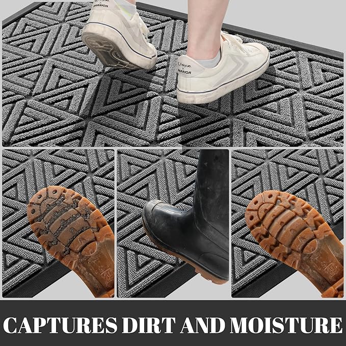 Yimobra Front Door Mat Outside Entrance 72 x 24, Waterproof and Washable Outdoor Mat, Non Slip Rubber Backing, Heavy Duty Welcome Matt for Home Entry Floor Porch Garage Office, Low Profile, Grey