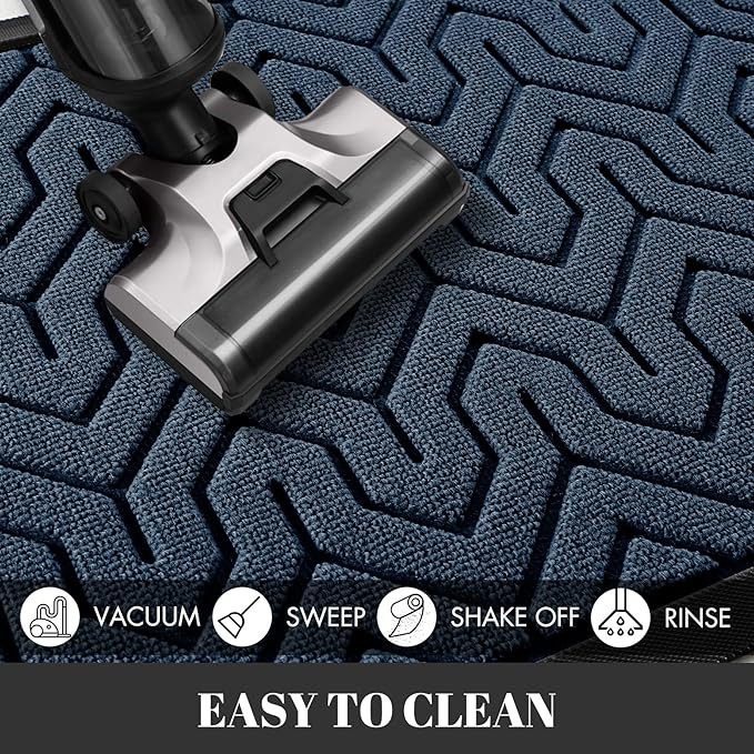 Yimobra Extra Large Door Mat Outside Entrance 60x32, Waterproof Heavy Duty Outdoor Mats for Front Door, Non Slip Rubber Entry Mat for Garage Patio, Easy Clean, Blue