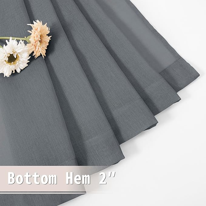 Tollpiz Sheer Door Curtain Closet Linen Textured Curtains Sheer Doorway Light Filtering Voile Patio Glass Door Rod Pocket Curtain French Door, 54 x 72 inches Long, Dark Grey, Set of 1 Panel