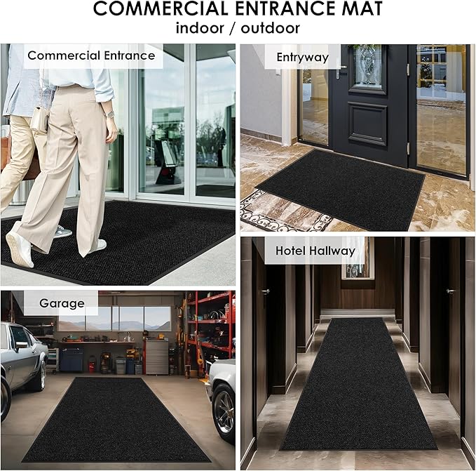 2′ x 25′ Front Door Mat Indoor Outdoor Entrance, Commercial Floor Mat Heavy Duty Dirt Trapper Entryway Doormat, Custom Size Non Slip Rubber Backing Welcome mat, Door Mat for High Traffic Area