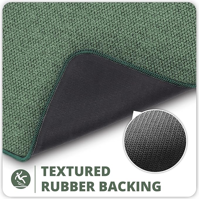 Bath Mat,Ultra Thin Bathroom Rugs,Rubber Bath Mats for Bathroom,No Slip Bath Rugs,Quick Dry,Machine Washable,Low Pile,Absorbent,Shower Outside,Sink,Home Decor Accessories.Green,1'8"x2'8"(20x32inch)