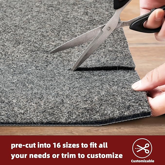 BAGAIL Felt and Natural Rubber Backing Rug Pads 1/8” Thick, 10 x 14 Ft Non Slip Rug Gripper Keep Rugs in Place, Under Area Rug Protective Cushioned Pads, Carpet Runners, Hardwood Floors Protection