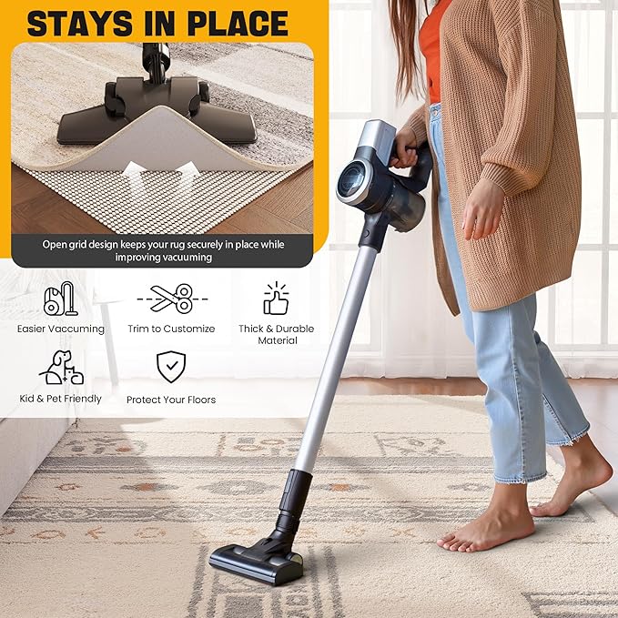 Non-Slip Rug Pad Gripper 5x7 Feet, Anti Skid Mat for Under Area Rugs, Keeps Rugs in Position and Safe, Thick Cushioned Carpet Pad for Hardwood Floors Protection