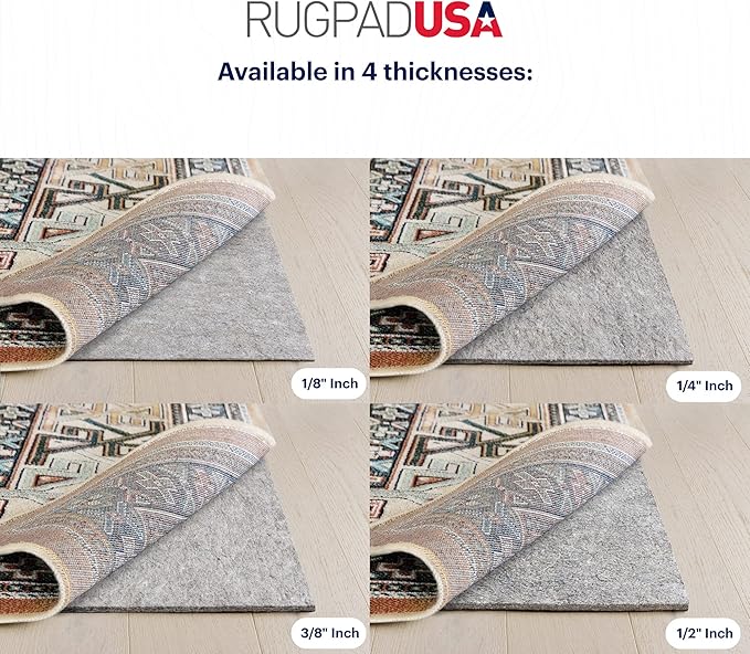RUGPADUSA - Dual Surface - 5'x7' - 3/8" Thick - Felt + Rubber - Enhanced Non-Slip Rug Pad - Adds Comfort and Protection - for Hard Surface Floors