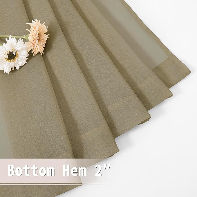 Tollpiz Sheer Door Curtains Closet Linen Textured Curtain Sheers Doorway Light Filtering Voile Patio Glass Door Rod Pocket Curtains French Door, 54 x 80 inches Long, Taos Taupe, Set of 1 Panel