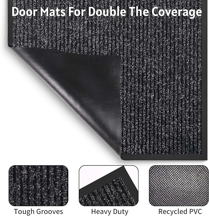 Front Door Mat Indoor Outdoor Entrance, 36" x 72" Dirt Resistant and Absorbent Door Mat, TPR Backing Non-Slip Doormats, Easy to Clean, Low Profile Welcome Floor Mat for Outside Entry