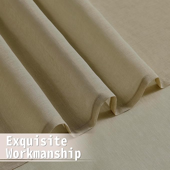 Tollpiz Sheer Door Curtains Closet Linen Textured Curtain Sheers Doorway Light Filtering Voile Patio Glass Door Rod Pocket Curtains French Door, 54 x 80 inches Long, Taos Taupe, Set of 1 Panel